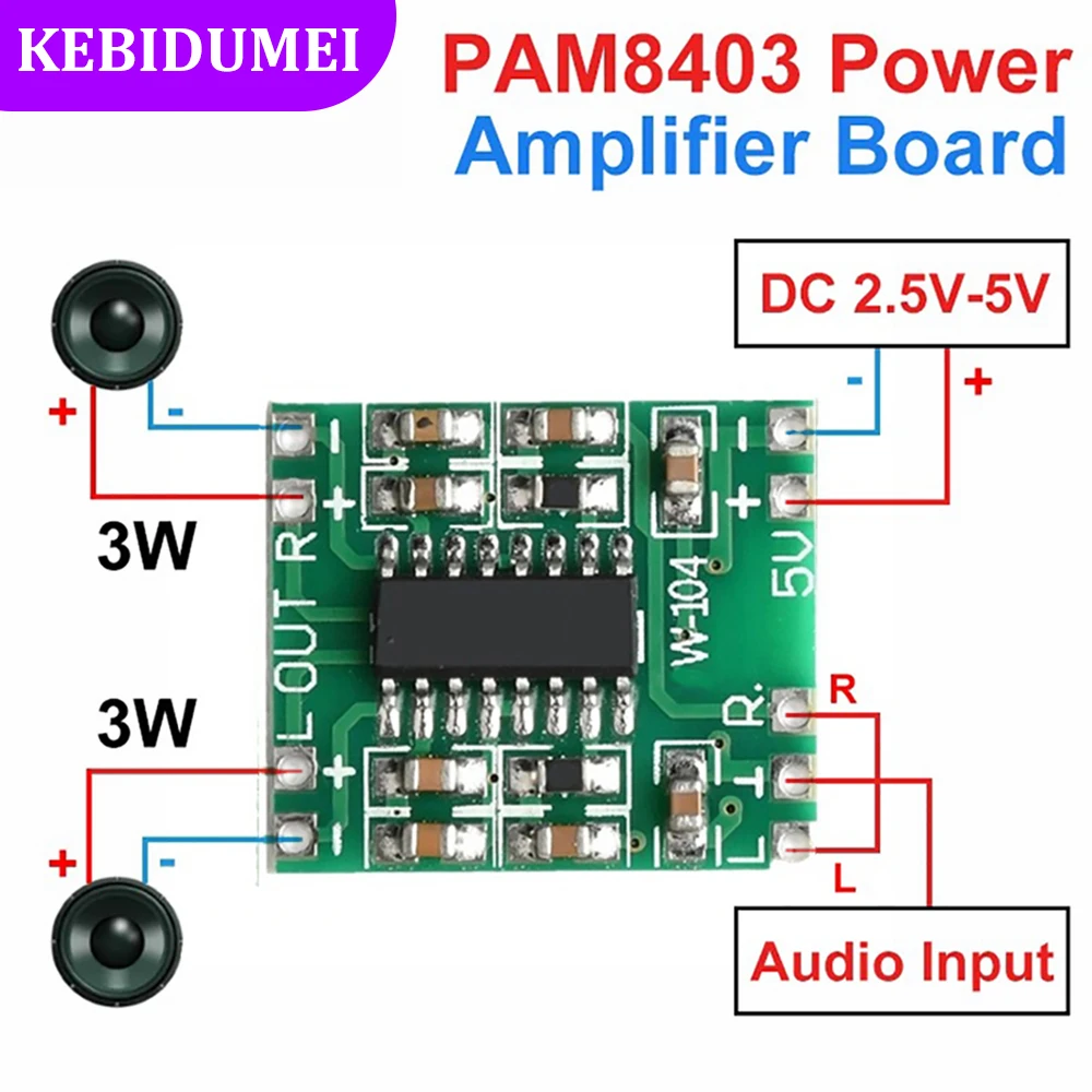 1/5/10 buah PAM8403 Audio 2x3W PAM8403 papan penguat daya Digital Mini untuk modul penguat Audio Stereo Kelas D daya 5V