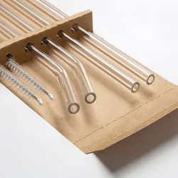 9.8inch Long Reusable Glass Straws Set for Juice / Beverage / Smoothie / Shakemile, Dishwasher Safe and Shatter Resistant