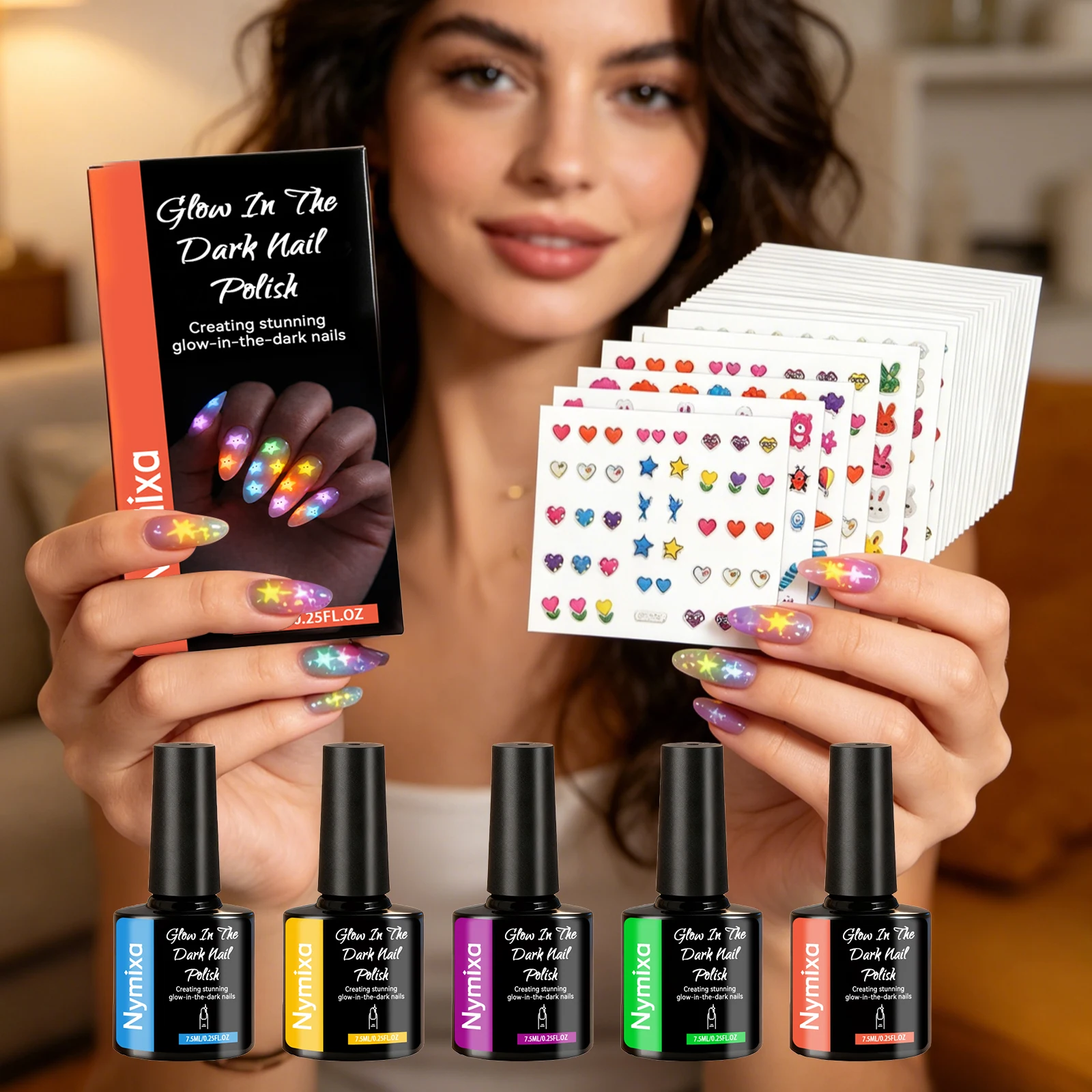 

Fluorescent Nail Polish Glow In Dark Gel Colorful DIY Manicure Create Party Atmosphere Neon Luminous Top Coat Nails Polish Pens
