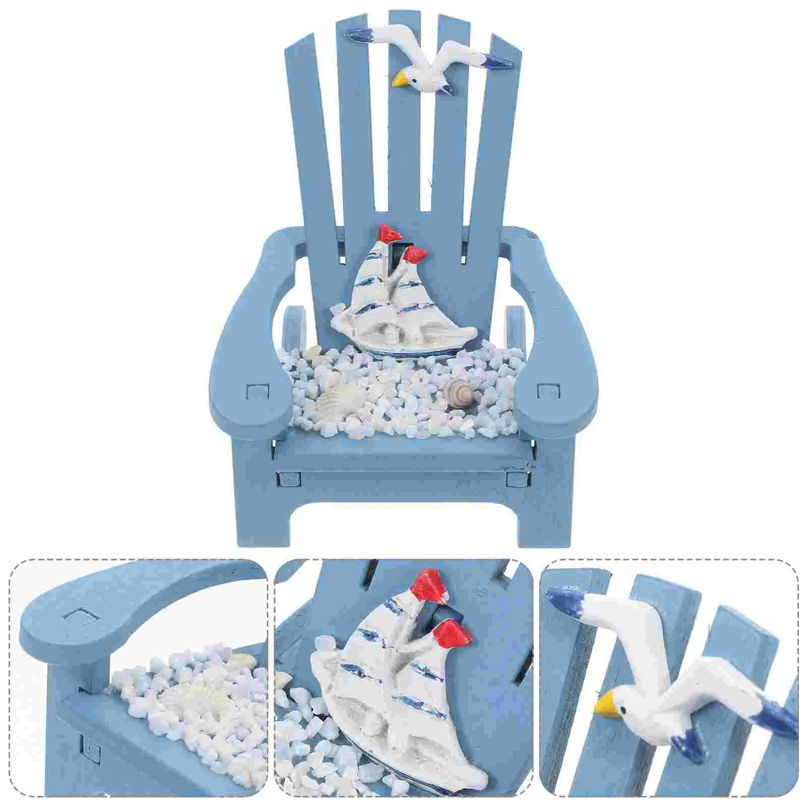 Desktop Beach Chair Decoration Mini Ornament Furniture Ornaments Wooden Miniature
