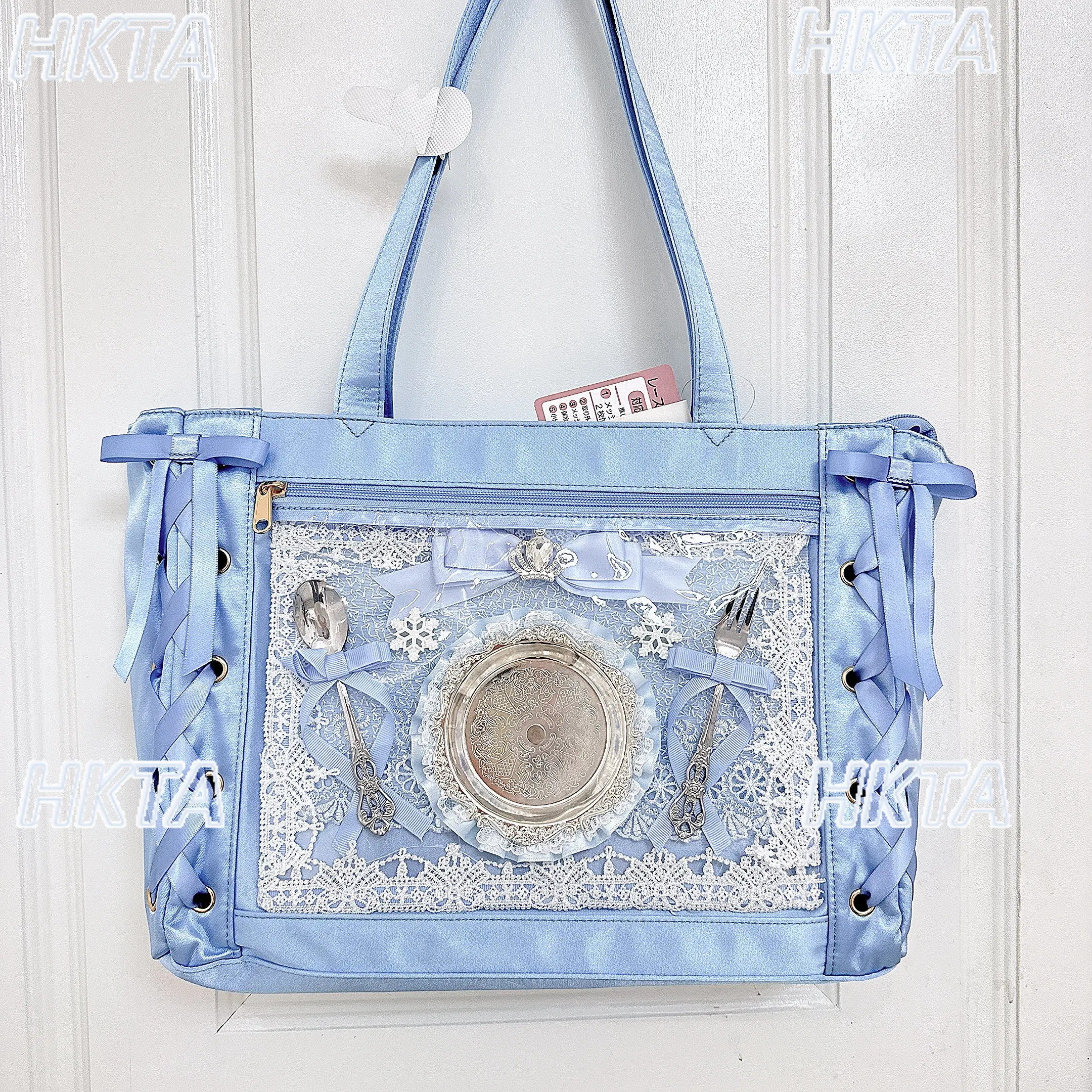 Japanese 2026 Autumn New Sweet Lolita Pain Bag Decoration Ladies Kawaii Cute Lace Polka Dot Bow Cosplay Bag Accessories Women
