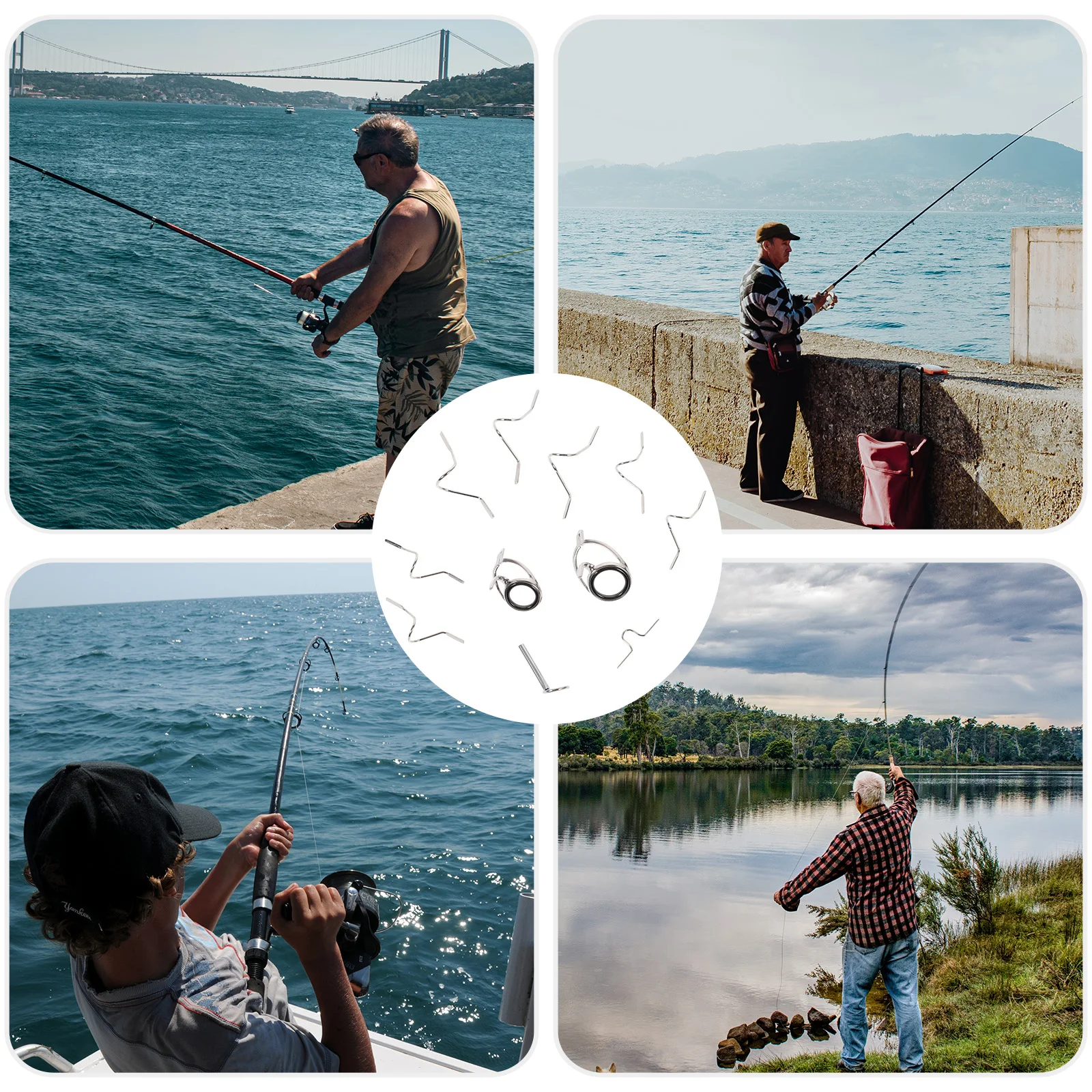 

11pcs Stainless Steel Fishing Rod Tips Repair Kit Lightweight Guide Ring Replacement Portable Fly Rod Eye Fixing Accessories