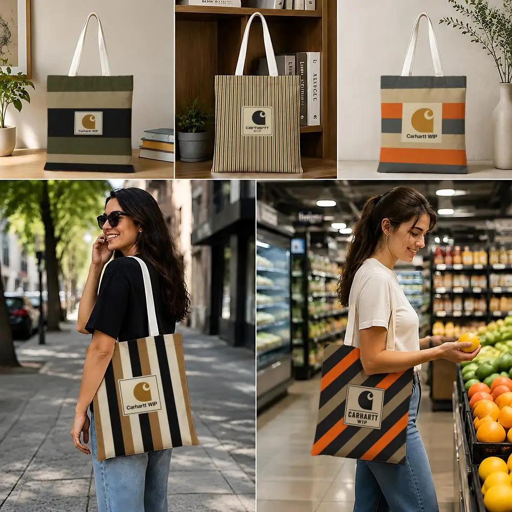 Bolsas de Almacenamiento Marca Carhartt WIPS, Bolsa de Lona Ligera y Plegable, Bolsa de Compras Reutilizable con Correa para el Hombro