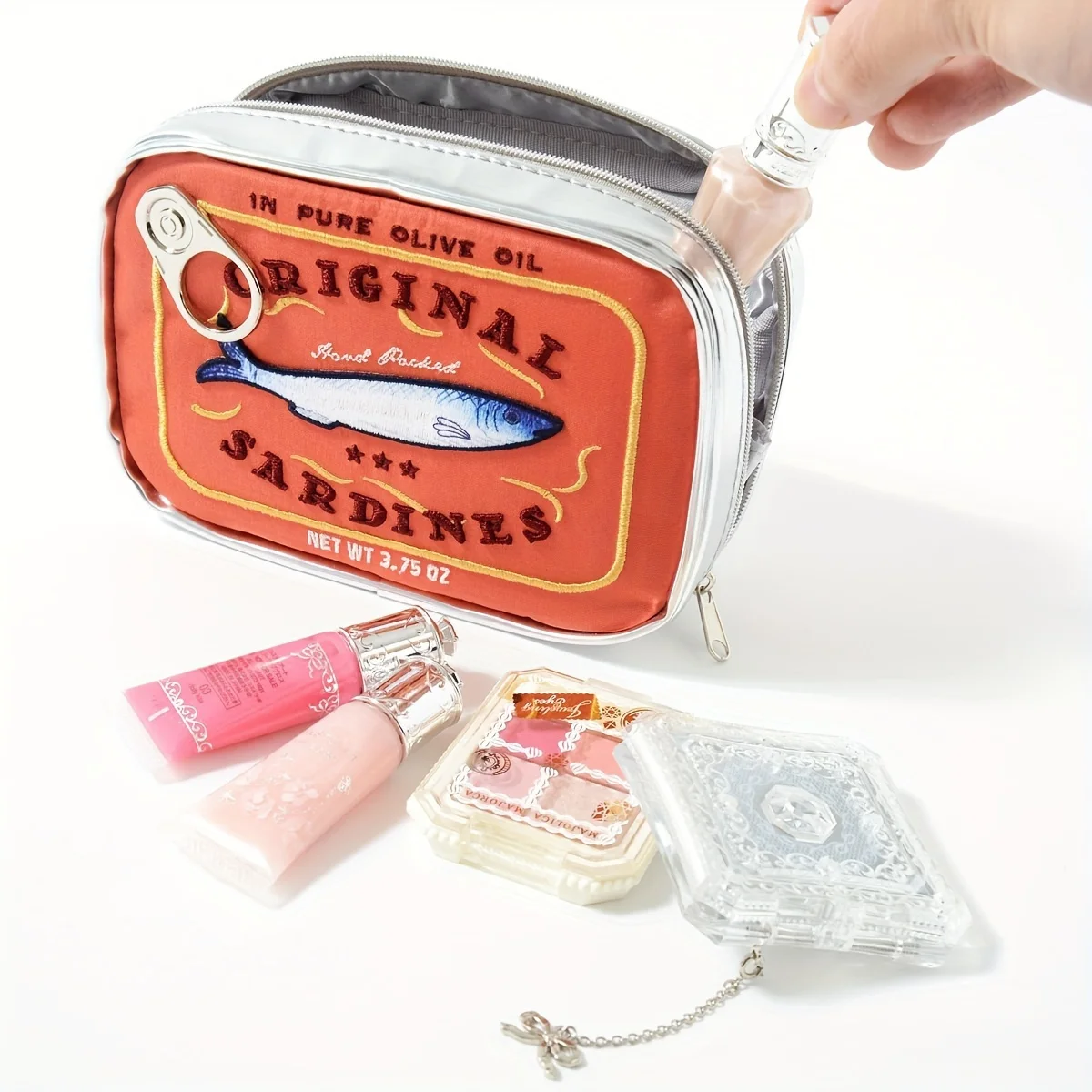 Niedliche Sardinen-Kosmetiktasche, Reise-Kosmetiktasche, Wasserdichte Waschtasche, Zubehör-Aufbewahrungstasche, Tolles Geschenk für den Urlaub – Detail 7