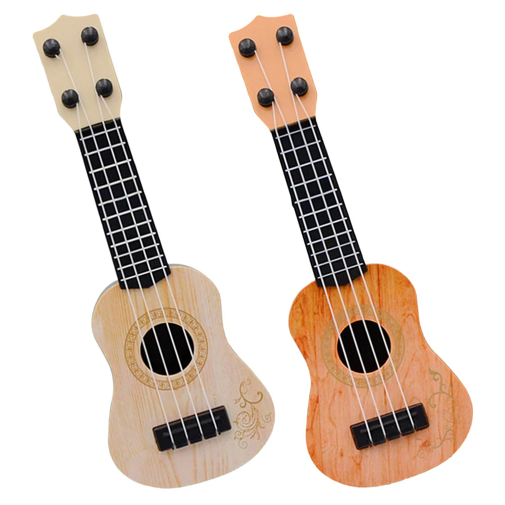 2 Pcs Mini Ukulele Simulation Guitar Family Reunion Gifts Kids Toy Music Toys Early Education Plastic Plaything Child