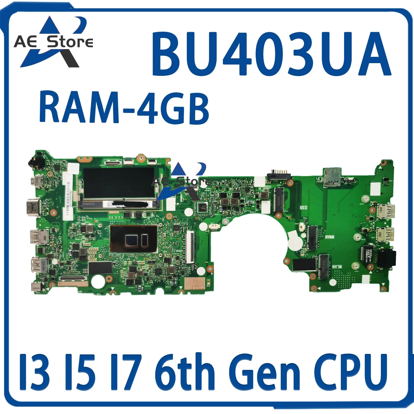 

BU403UA Notebook Mainboard For ASUS ASUSPRO B8430UA P5430UA BU403U PU403UA Laptop Motherboard 4GB-RAM I7 I5 I3 6th Gen