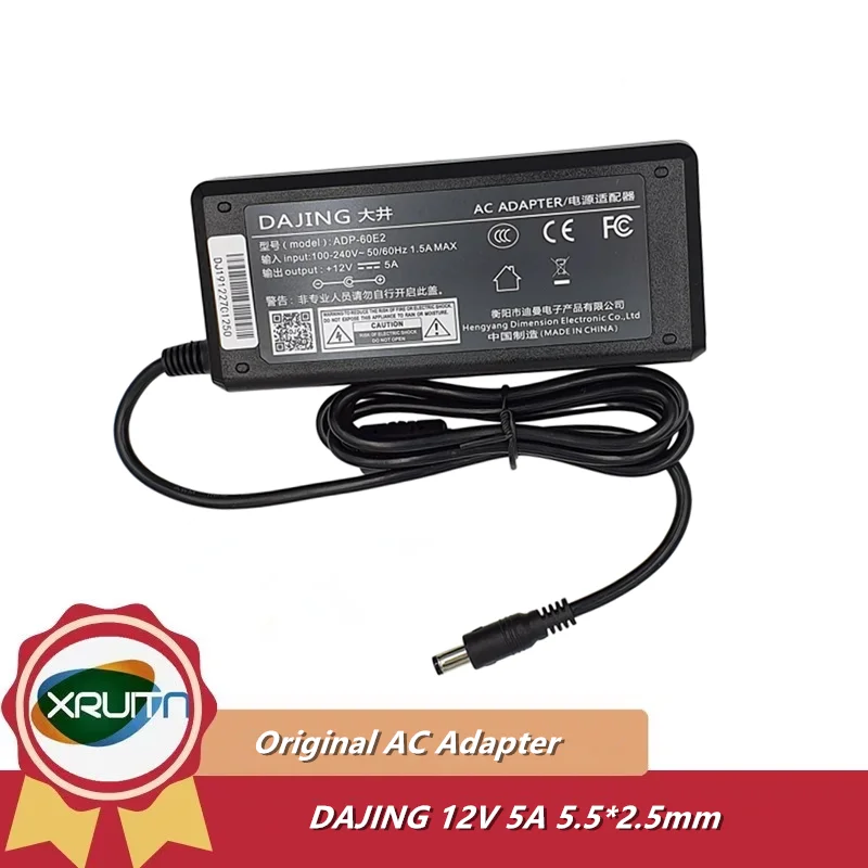 Genuine DAJING 12V 5A 60W AC DC Power Adapter ADP-60E2 DJ-120500-SA Charger for TV LCD Monitor Laptop Power Supply Adaptor 5.5mm