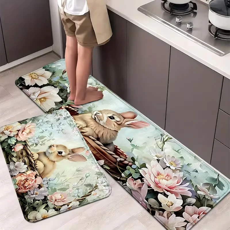 Osterhase und Eier, Küchenteppiche, rutschfeste Fußmatten, Wohnzimmerteppiche, Badematte, Teppich für Zuhause, Waschbecken, Wäschekoration