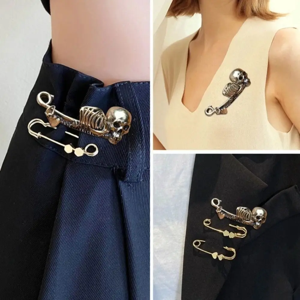 خمر هالوين الهيكل العظمي بروش فاسق نمط شخصية الرجعية الجمجمة دبوس السلامة مخيف القوطية الجمجمة شارة التلبيب دبوس النساء