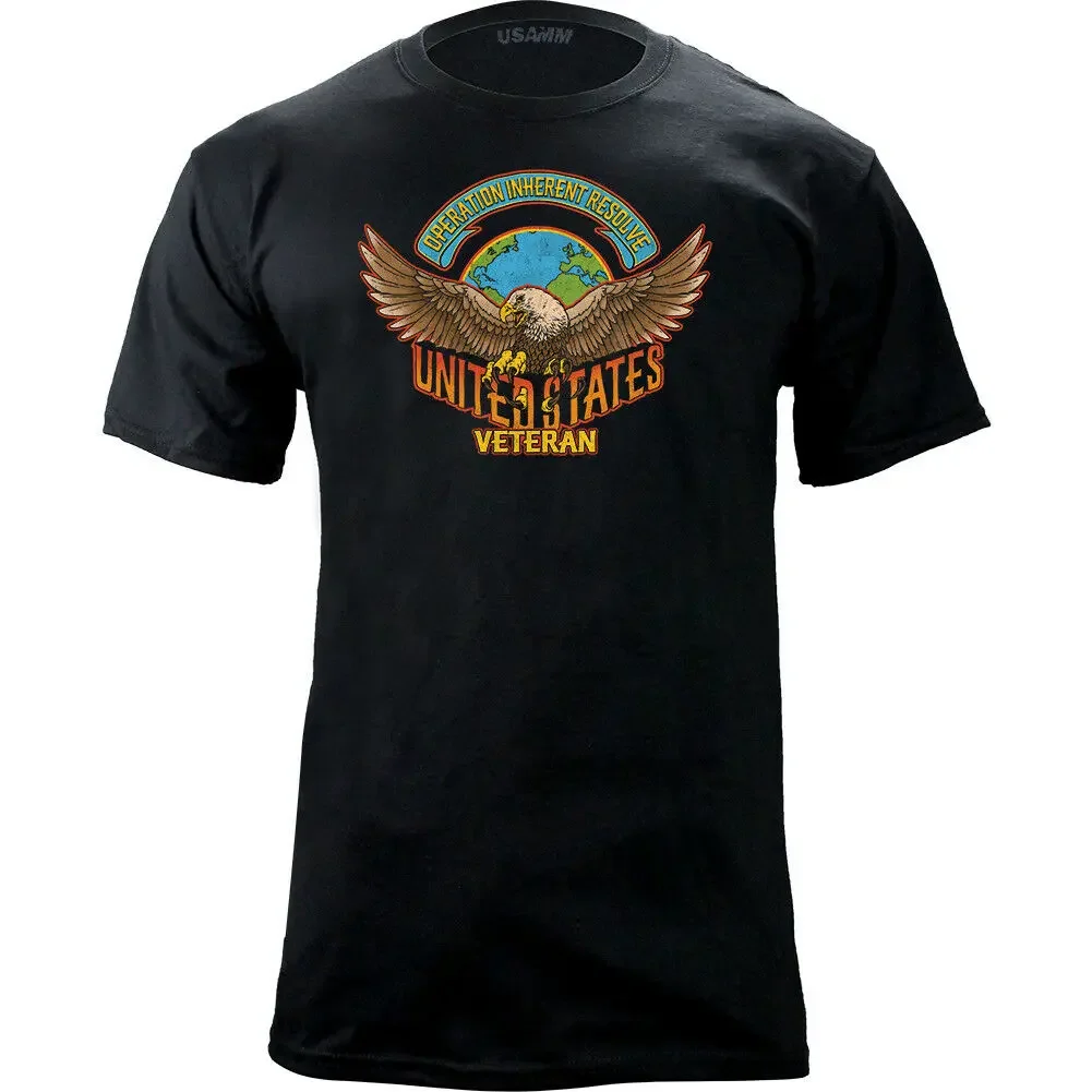 Operation Inherent Resolve. Veteran Bald Eagle Graphic T-Shirt. Summer Cotton O-Neck Short Sleeve Mens T Shirt New S-3XL