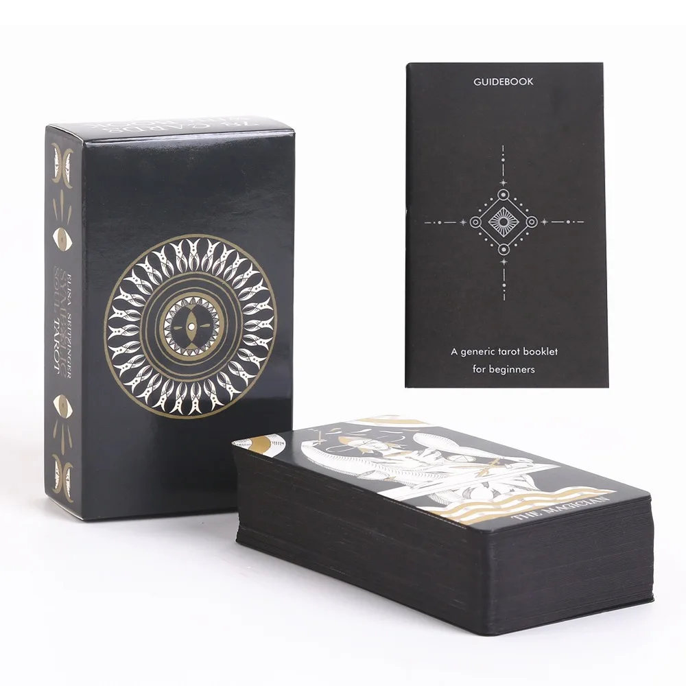 10.3*6cm Symbolic Soul Tarot with Guidebook for Beginners Black Gilded Edges 78 Pcs Cards