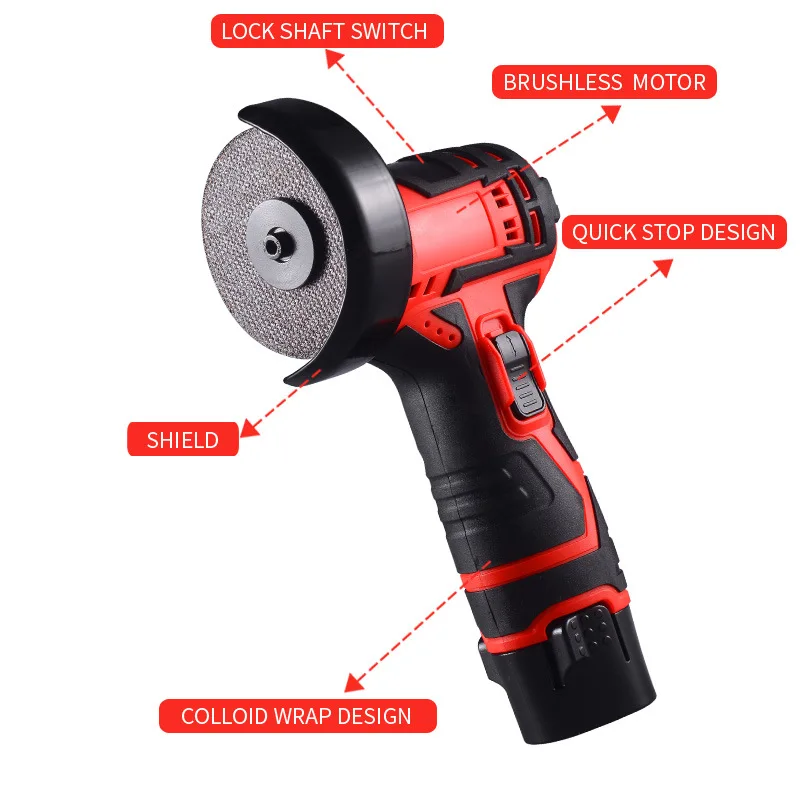 Mini Angle Grinder Rechargeable Cordless Cutting Machine 16.8V Electric Hand Grinder Polishing Machine Grinding Tools 9000RPM