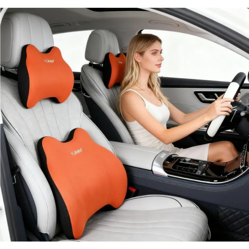 

Memory foam cotton car headrest and waist support Kit: Memory foam breathable waist pad + headrest