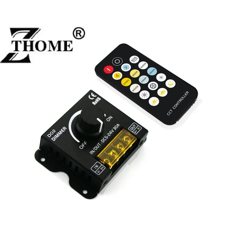 

Радиочастотный контроллер-диммер DC5-24V 30A с регулятором для бесступенчатого затемнения светодиодных лент 5050 SMD COB CCT