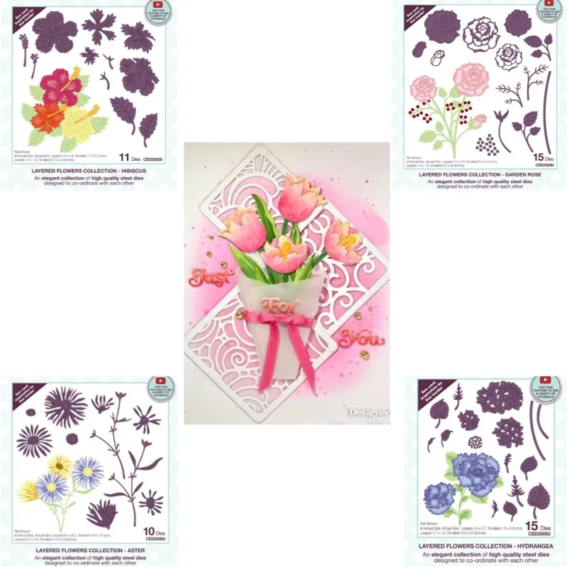 Garden Roses Jasmine Camellias Cutting Dies Scrapbook Diary Decoration Stencil Embossing Template DIY Greeting Card Handmade
