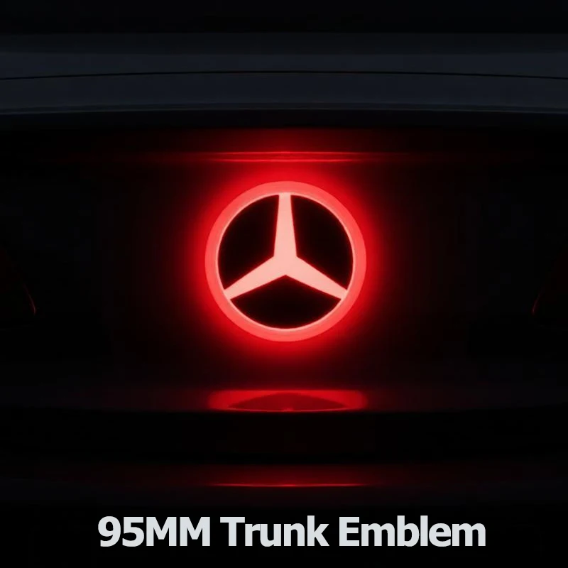 Car Rear Trunk Emblem 9.5cm ABS LED Light Badge for Mercedes Benz S350 S300L S A B C E Class GLA GLK ML GL GLC GLE Accessories