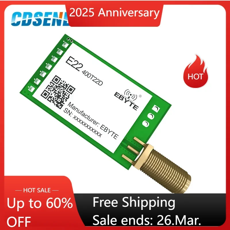 E22-400T22D New LoRa Module 433MHz 22dBm IoT Module CDSENET Relay Networking UART Interface Long Range Transmitter and Receiver