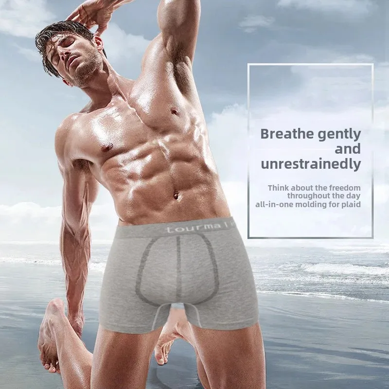 Men's Bamboo Charcoal Boxer Functional Panties Seamless Integrated Silver Fiber Conductive Lighting Middle-aged and Elderly