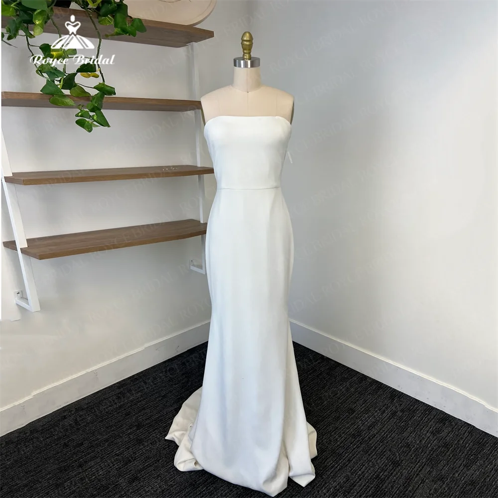 Robe de Mariée en Satin et Tulle Sans Bretelles, Tenue Éducative, Sexy, pour Été