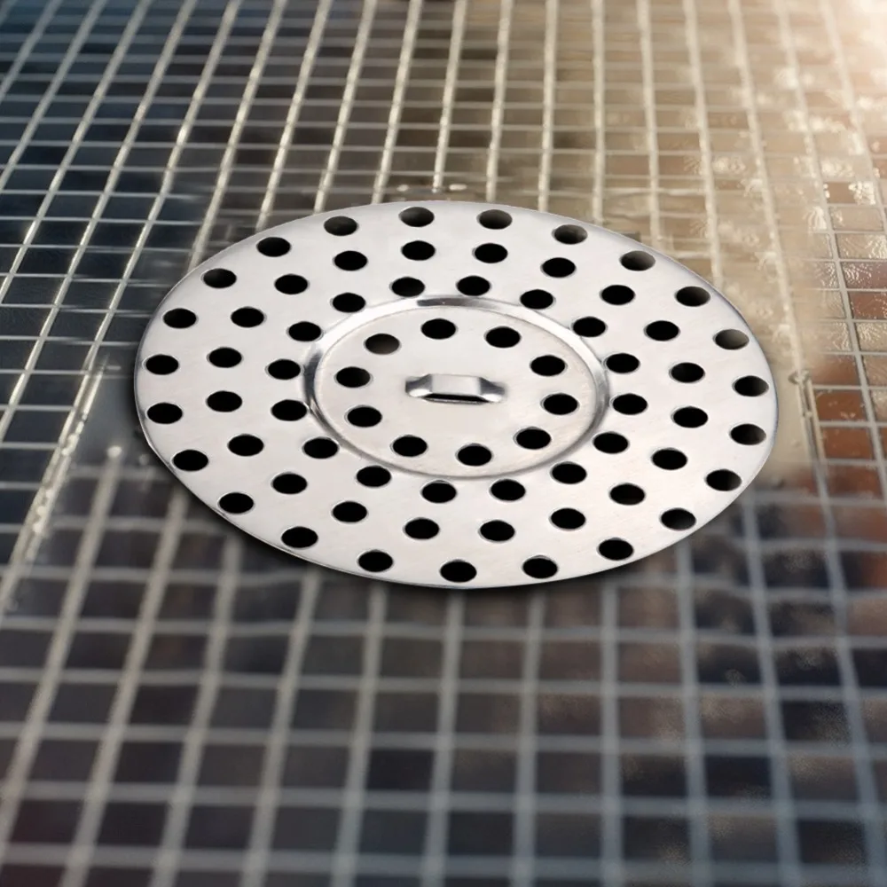 2 Pack 304 Stainless Steel Shower Floor Drain Small Holes 8.5cm/3.34inch Diameter Floor Drain Flat Round Hair Catcher