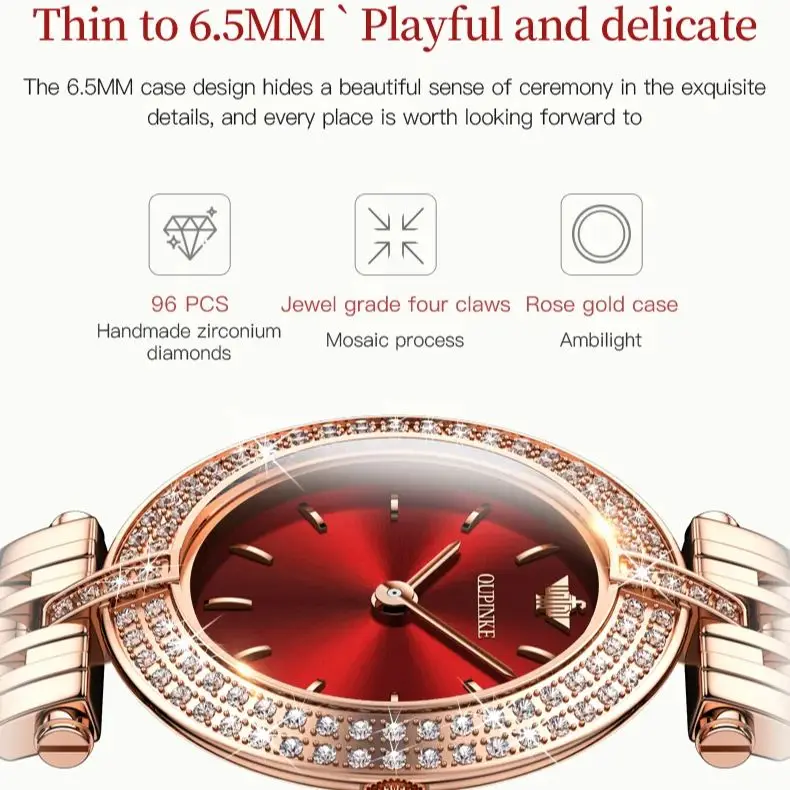 OUPINKE Imported Swiss Quartz Movement Watch for Women Full Diamond Waterproof Ladies Watch