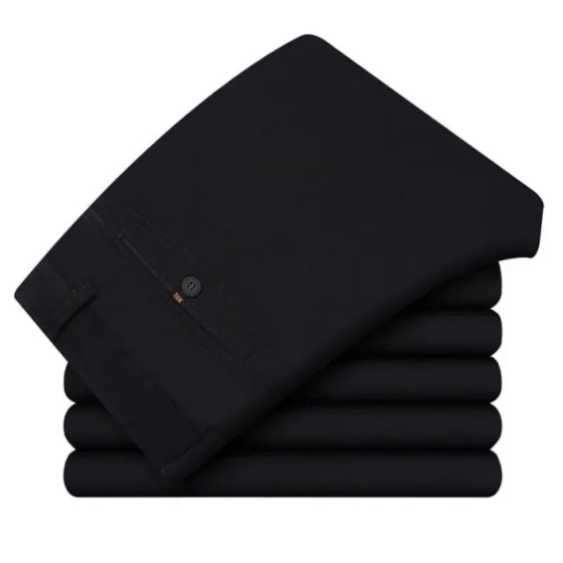 Men's Summer Thin Casual Suit Pants Autumn Thick 100% Cotton Stretch Classic Business Fashion Trousers Male Brand Clothes GOZBKF