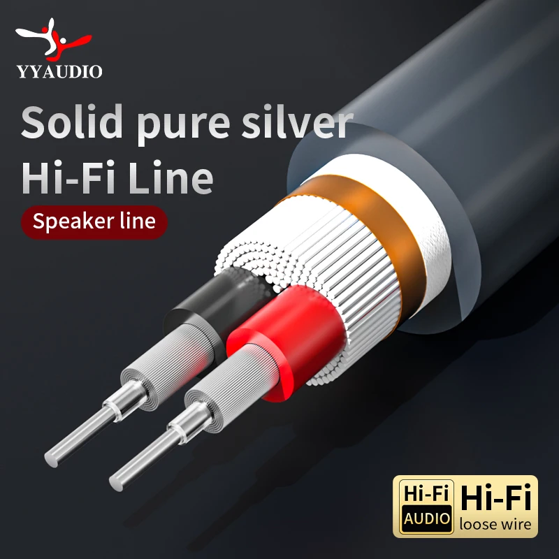 YYAUDIO Pure silver Speaker Cable HIFI AUDIO 2-core Shielded Wire Amplifier CD DIY 15mm Ag Interconnect Audio Cable Cord