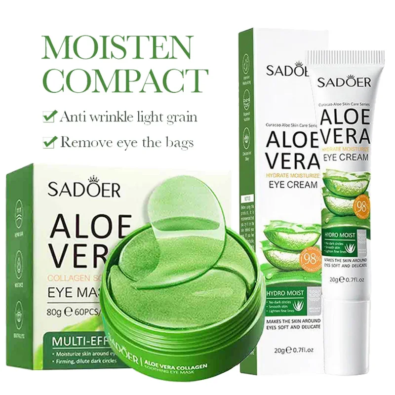 SADOER الألوة فيرا عيون العناية بالبشرة مجموعات مكافحة الهالات السوداء قناع عين ترطيب مكافحة الشيخوخة كريم عين عيون السفر حجم العناية بالبشرة