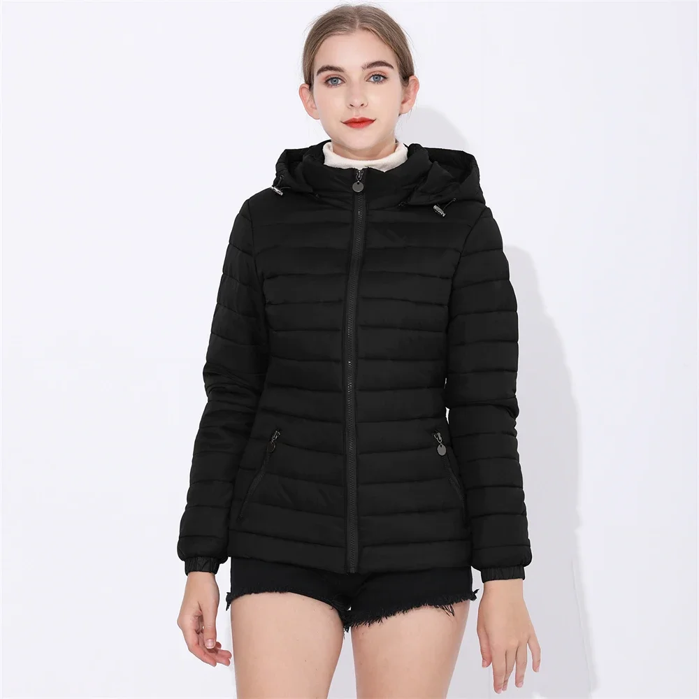 Hooded Puffer Jacket For Women, Lightweight Warm Down Coat, Casual Female Windbreaker, Fashion Winter Outwear For Women