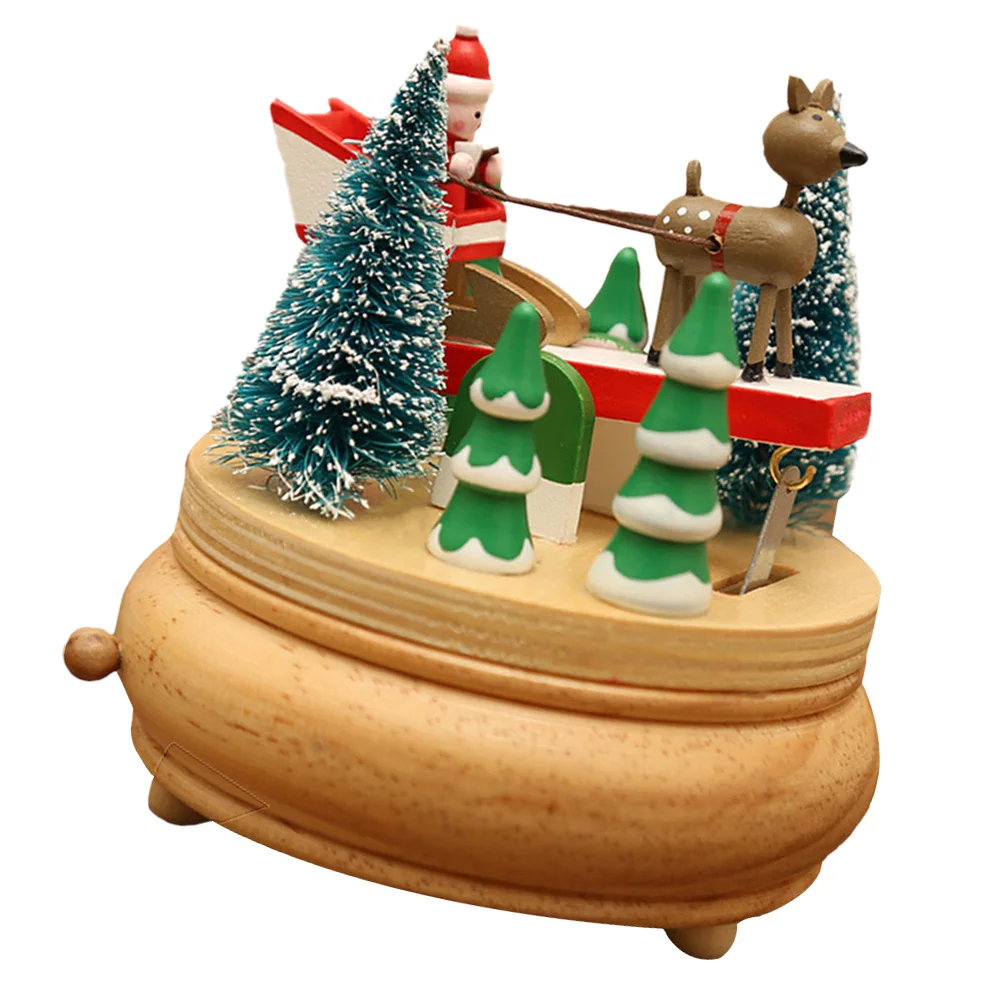 

Music Box Decoration Christmas Ornament Accessory Table Gifts Filler Lovely Adornment Wooden Eve Child
