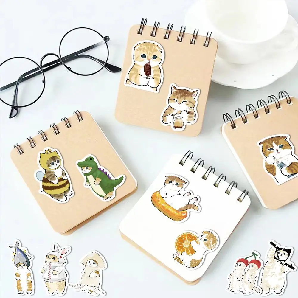 64PCS Anime Mofusand Shark Kitty Kawaii Sticker Cartoon Handbook Material Cute DIY Tablet Phone Decoration Sticker Girl INS