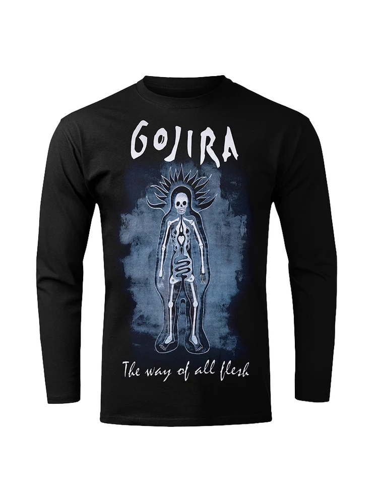 

Футболка с длинным рукавом Gojira Band Metal k Ro Skeleton Man, мужская, новая, осенне-зимняя, модная, дышащая, впитывающая пот, из хлопка