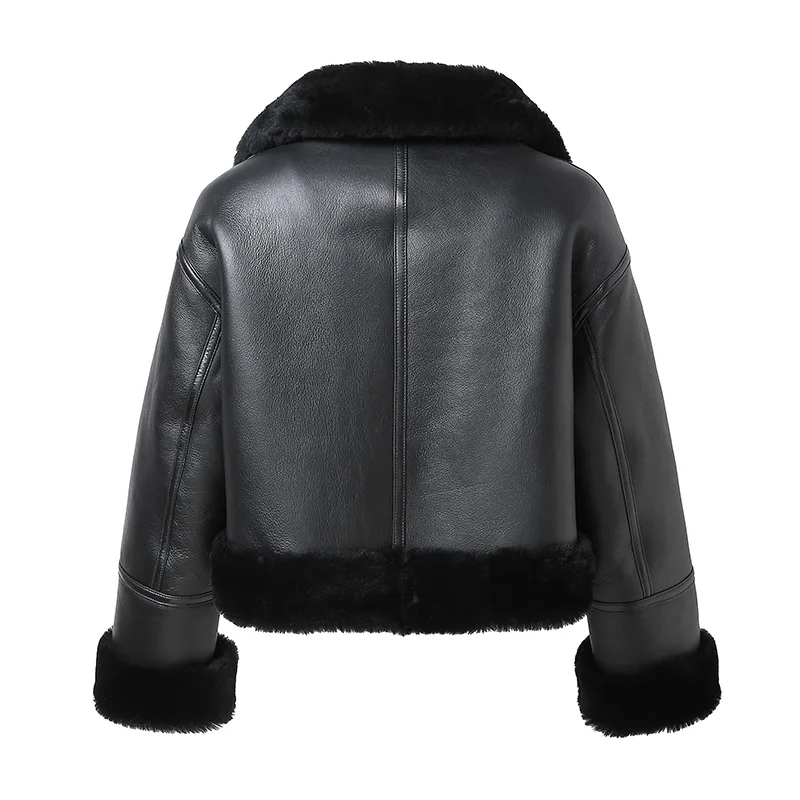 Lady Luxury Real Leather Jackets 2022 New Design Women Shearling Coats Sheepskin Wool Lining MH5174L