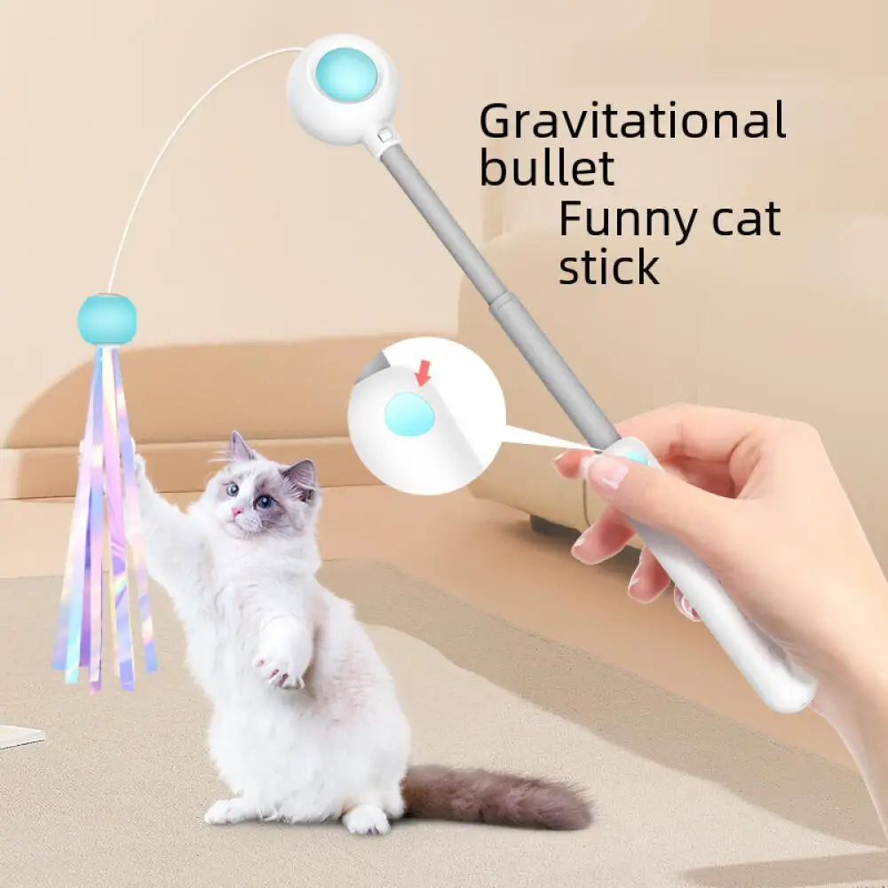 Gravity Amusing Cat Wand Feline Self-Entertaining Fairy Feather Bell Refill Catnip Kitten Pet Accessories Toy Wholesale Price