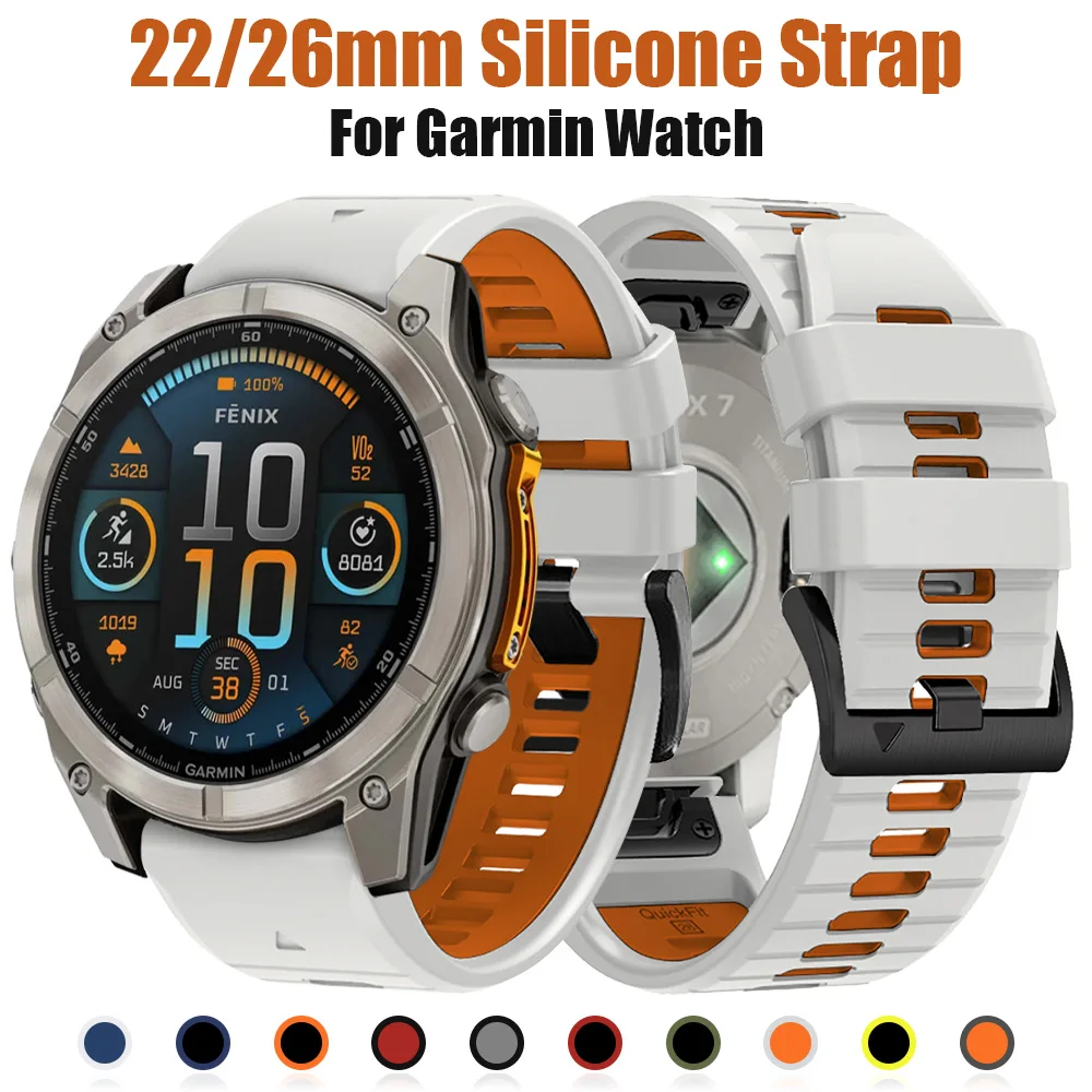 QuickFit 22mm 26mm Sport-Silikonarmband für Garmin Fenix 8 Pro 8 7 7X 6 6X 5X/Epix Gen/Enduro 3/Instinct 2X Armband Uhrenarmbänder