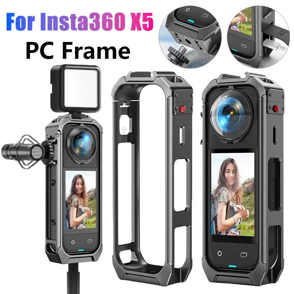 Cage de cadre PC pour Insta360 X5, cadre de protection avec support de chaussure froide, étui de protection antichoc pour accessoires Insta360 X5