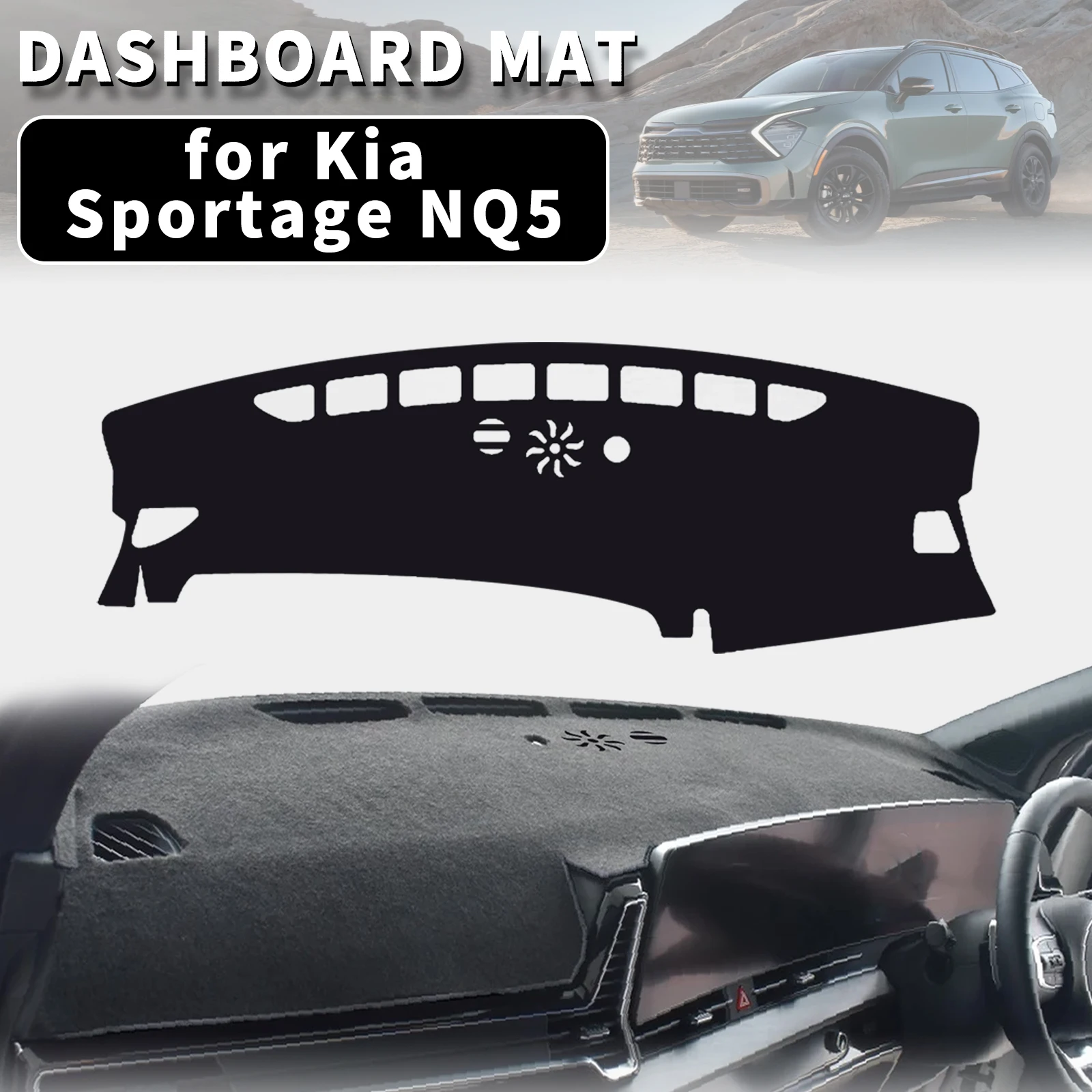 

for Kia Sportage NQ5 (Not fit for With HUD) Dashmat Dashboard Cover Dash Mat Anti-UV Sun Shade Carpet Pad Car Styling Protector
