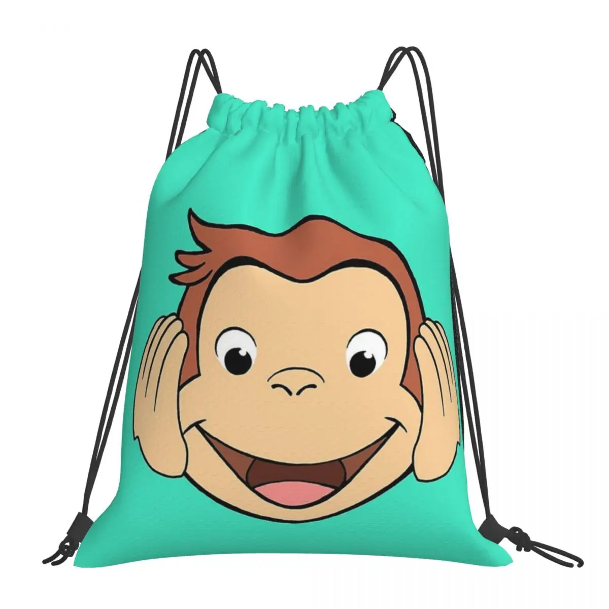 Curious George Backpacks Fashion Portable Drawstring Bags Drawstring Bundle Pocket Sundries Bag Book Bags For Man Woman Students