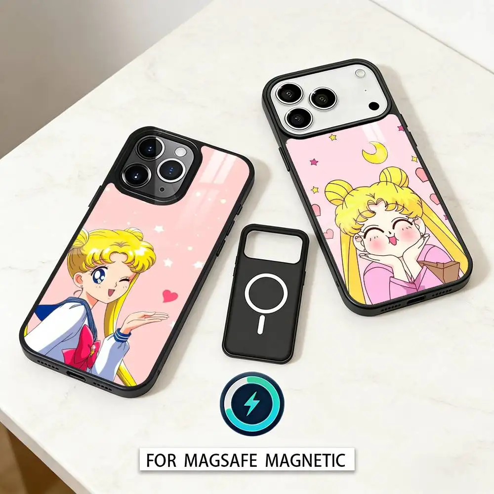 

Kawayii cartoon S-Sailor Moon Phone Case For iPhone17,16,15,14,13,12,Pro,Max,Magnetic For Magsafe Wireless Charging