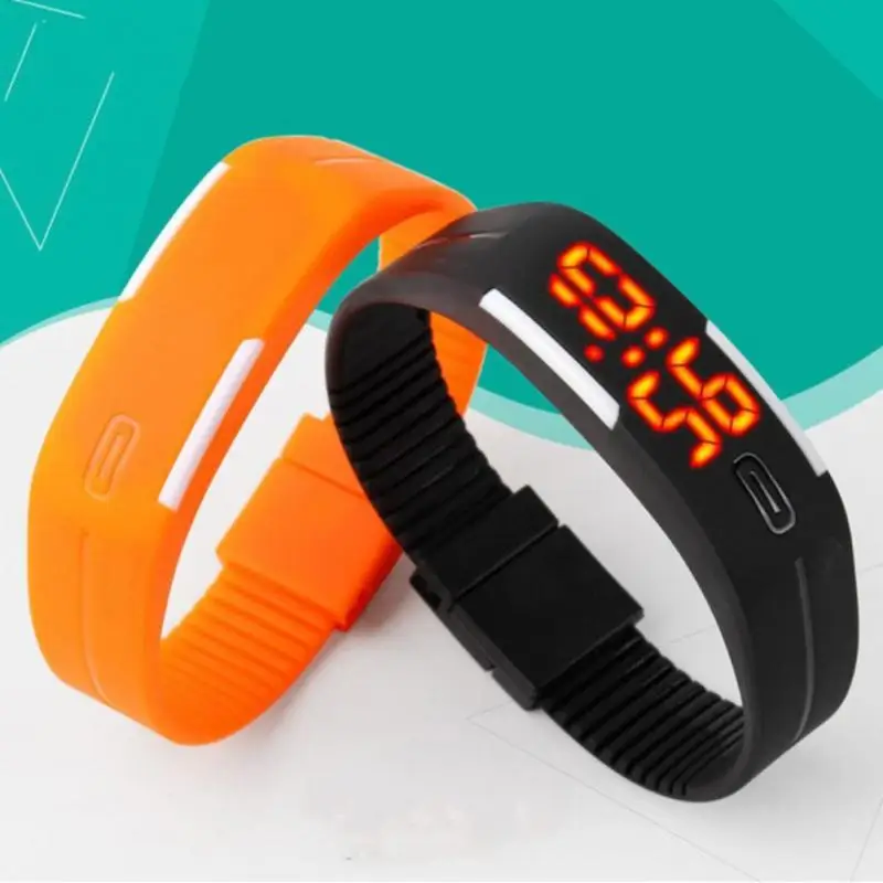 Electronic LED Digital Watch Women Men Couple Watches Fashion Student Children Candy Color Silicone Bracelet Watch Wristwatch