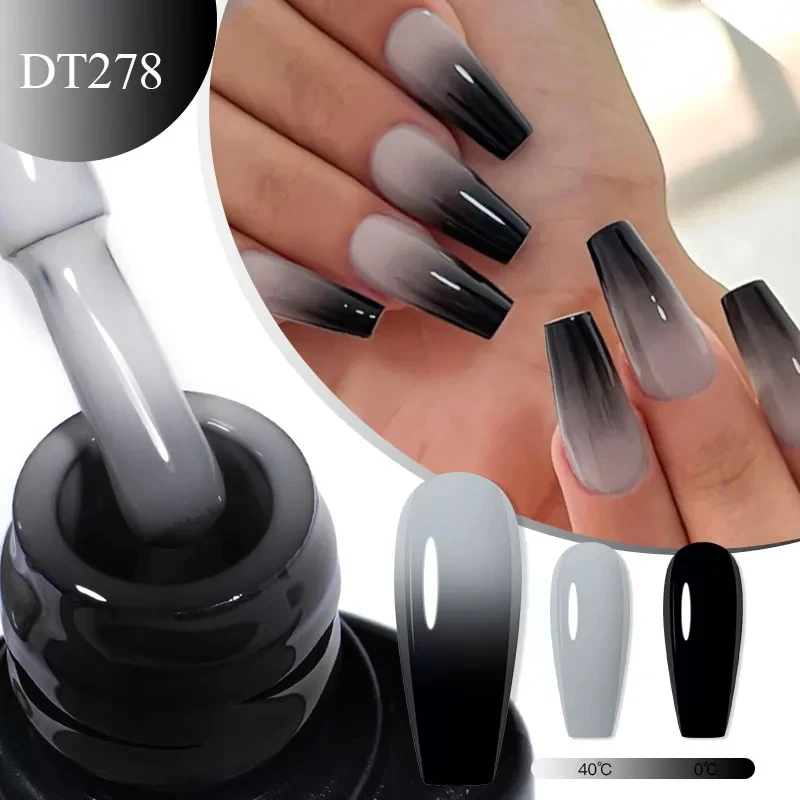 MEET ACROSS 7ml Thermal Gel Nail Polish 3 Layers Temperature Color Changing Gel Winter Brown Semi Permanent Soak Off UV LED Nail