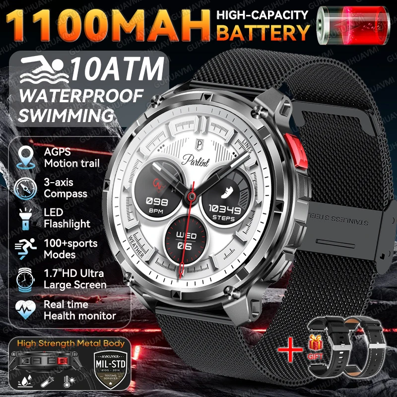 2026 Nieuwe T-Rex 3 Pro Smartwatch 1100mAh Lange Batterijduur Dual-Band GPS 10ATM Waterdicht Militaire Kwaliteit Sport Outdoor Smartwatches