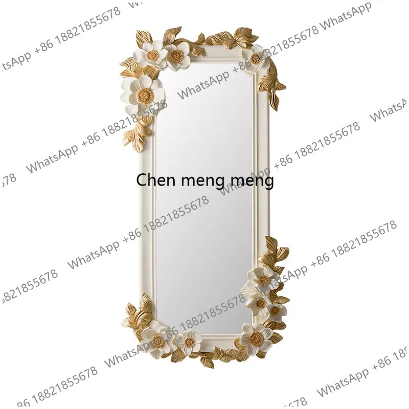 

Full body, home full-length mirror, carved decorative mirror hanging horizontally in the background of the living room