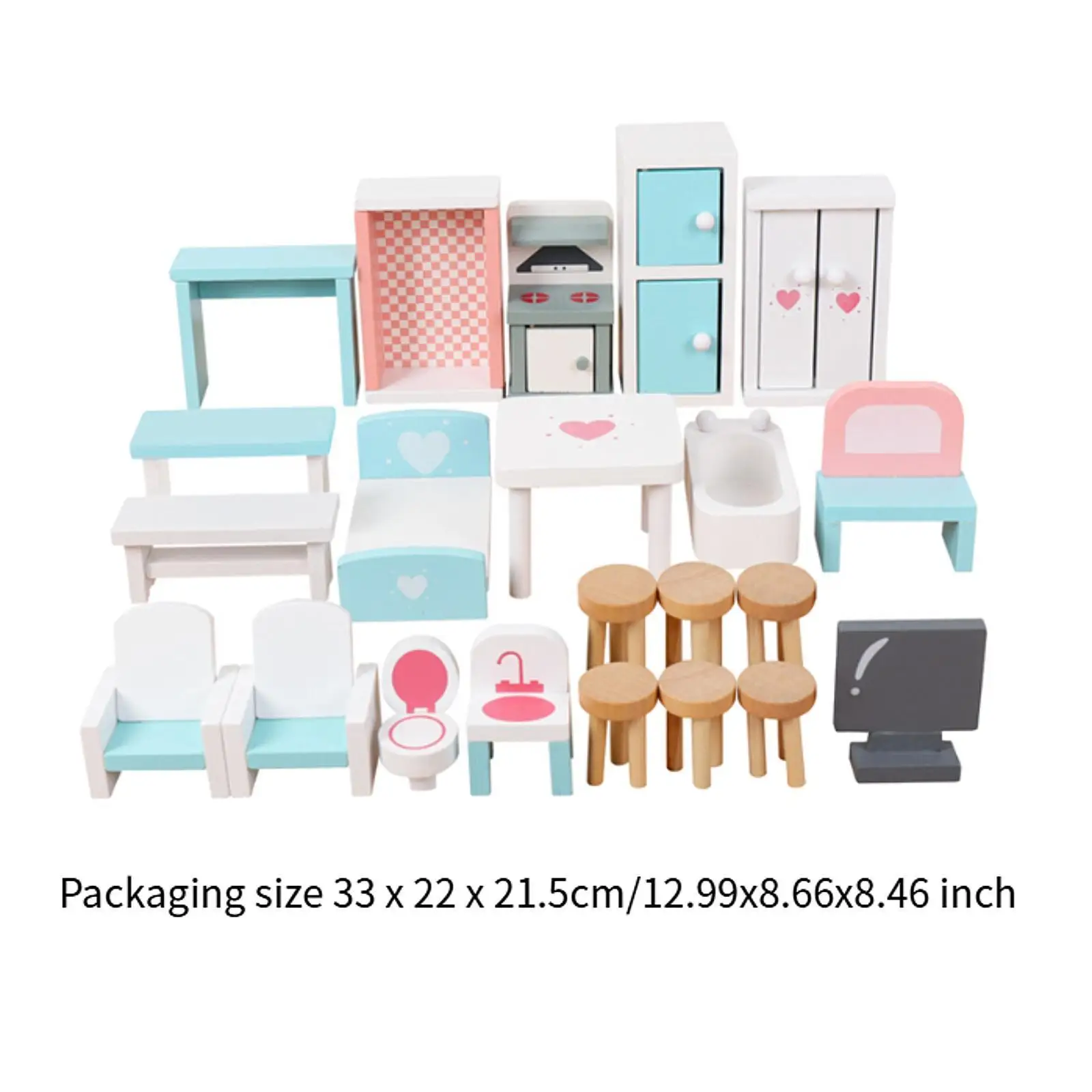 Dollhouse Furniture Set Miniature Bathroom Furniture Mini Dollhouse Chair Miniature Bed for Living Room