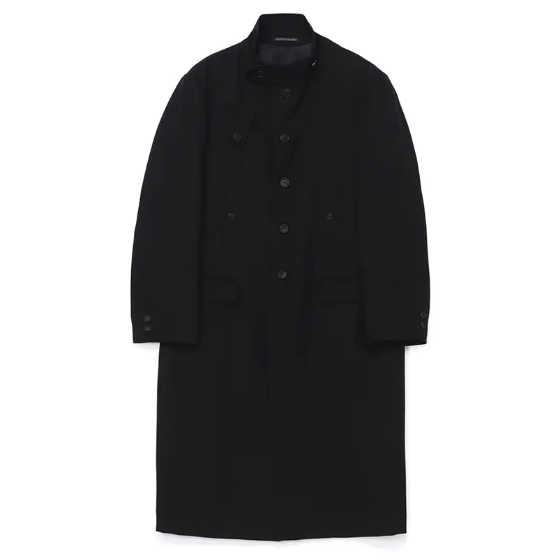 YOJI OOAK design original casaco masculino escuro de lã com gola ocidental e top