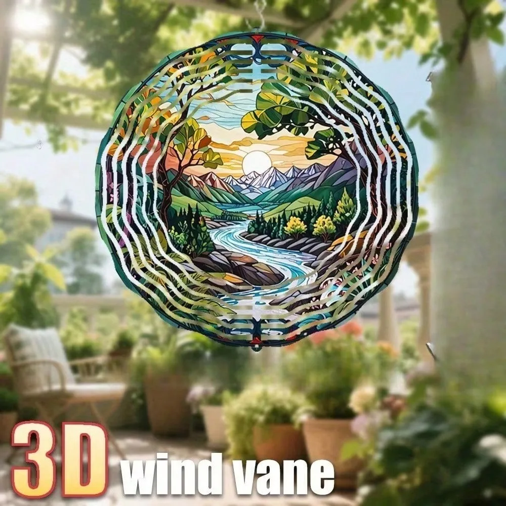 CIFbuy Iron Wind Chime 3D Metal 360 Degree Rotating Suncatcher Waterproof Anti Fade Hanging Ornament Outdoor Patio Yard Decor