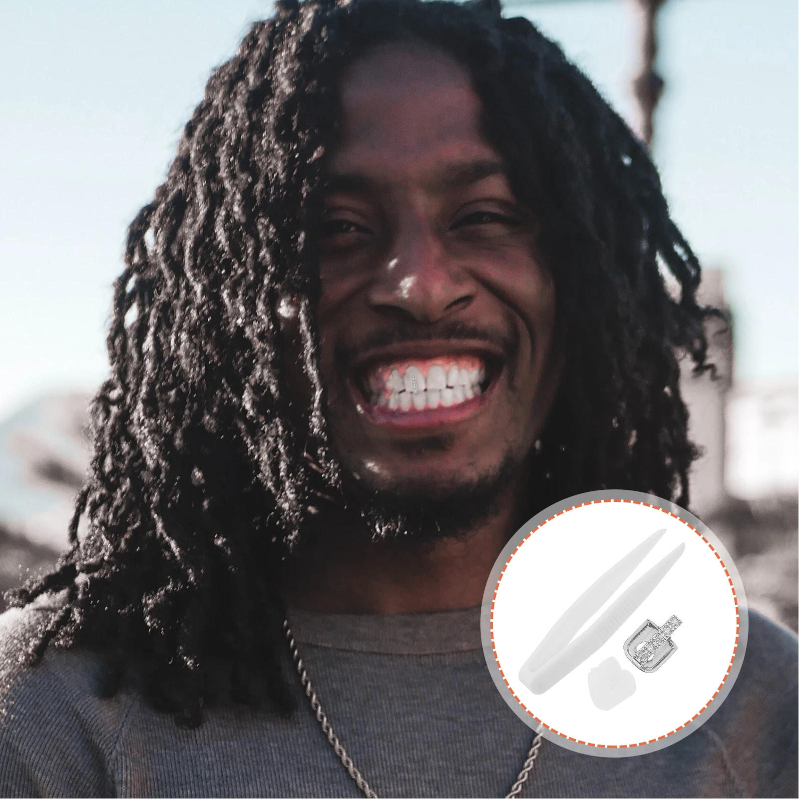 

Metal Teeth Grills Decorative Rapper Accessories Hip Hop Mouth Fake Jewelry for Men