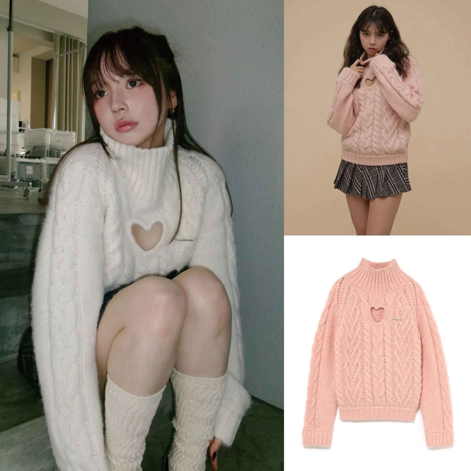 Japanese Fashion Lady Autumn Winter High Collar Pullover Top All-match Knitted Jumpers Women Hollow Out Casual Knitting Sweaters