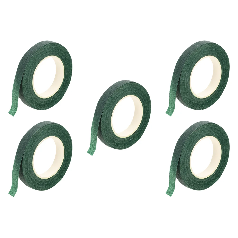 

5 Rolls Green Floral Tape Strong Wrap for Bouquet Stem Wrapping Flower Arrangements Gift Packaging Craft SuppliesDIY