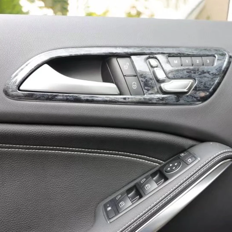 Black Wooden Color Inner Door Handle Bowl Decorative Cover Sticker Car Styling Accessories For Mercedes Benz GLA CLA 2013-2019